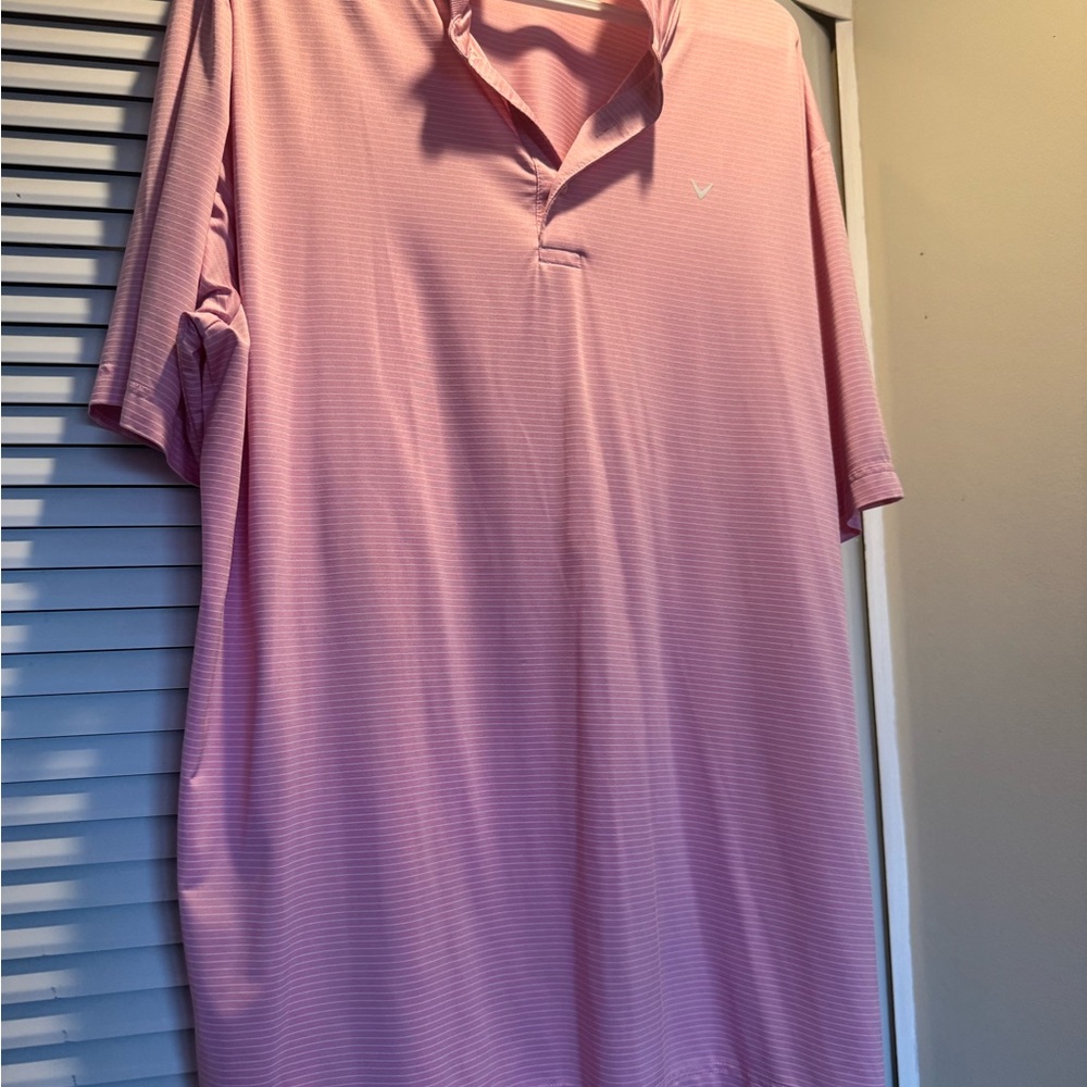 Callaway Light Pink Striped Polo